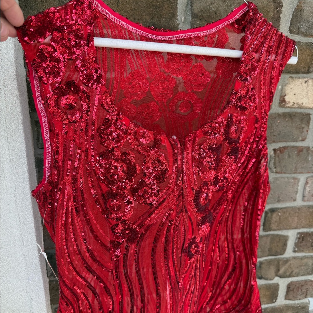 Elegant Red Sequin Dress